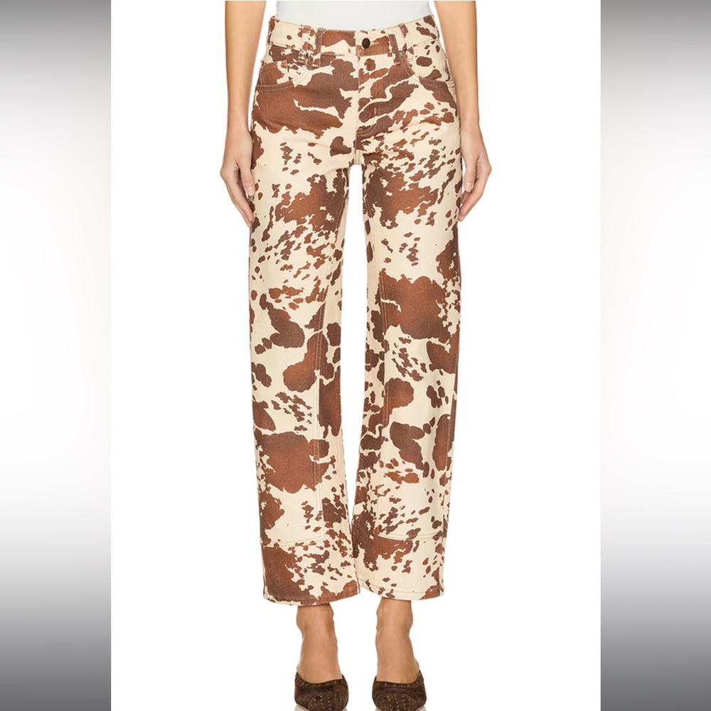 We The Free Risk Taker Printed Wide Leg Jeans in Tea Combo
